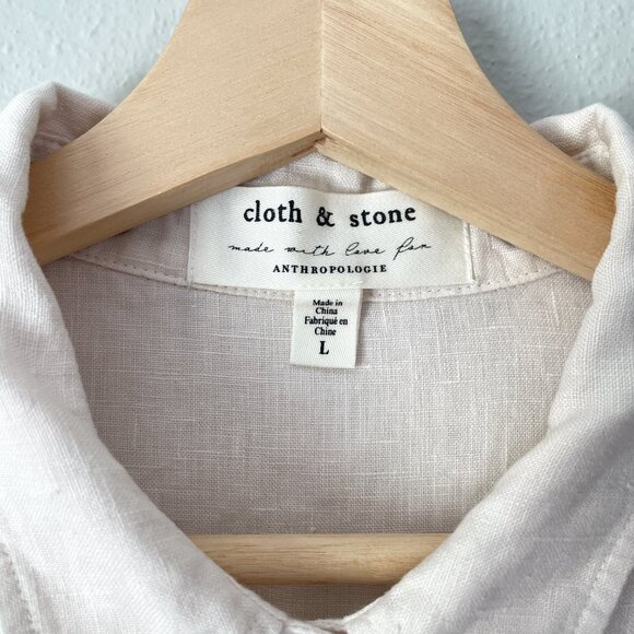 Cloth & Stone for Anthropologie Safari Linen Romper Women's L Button Up Beige - Picture 3 of 15